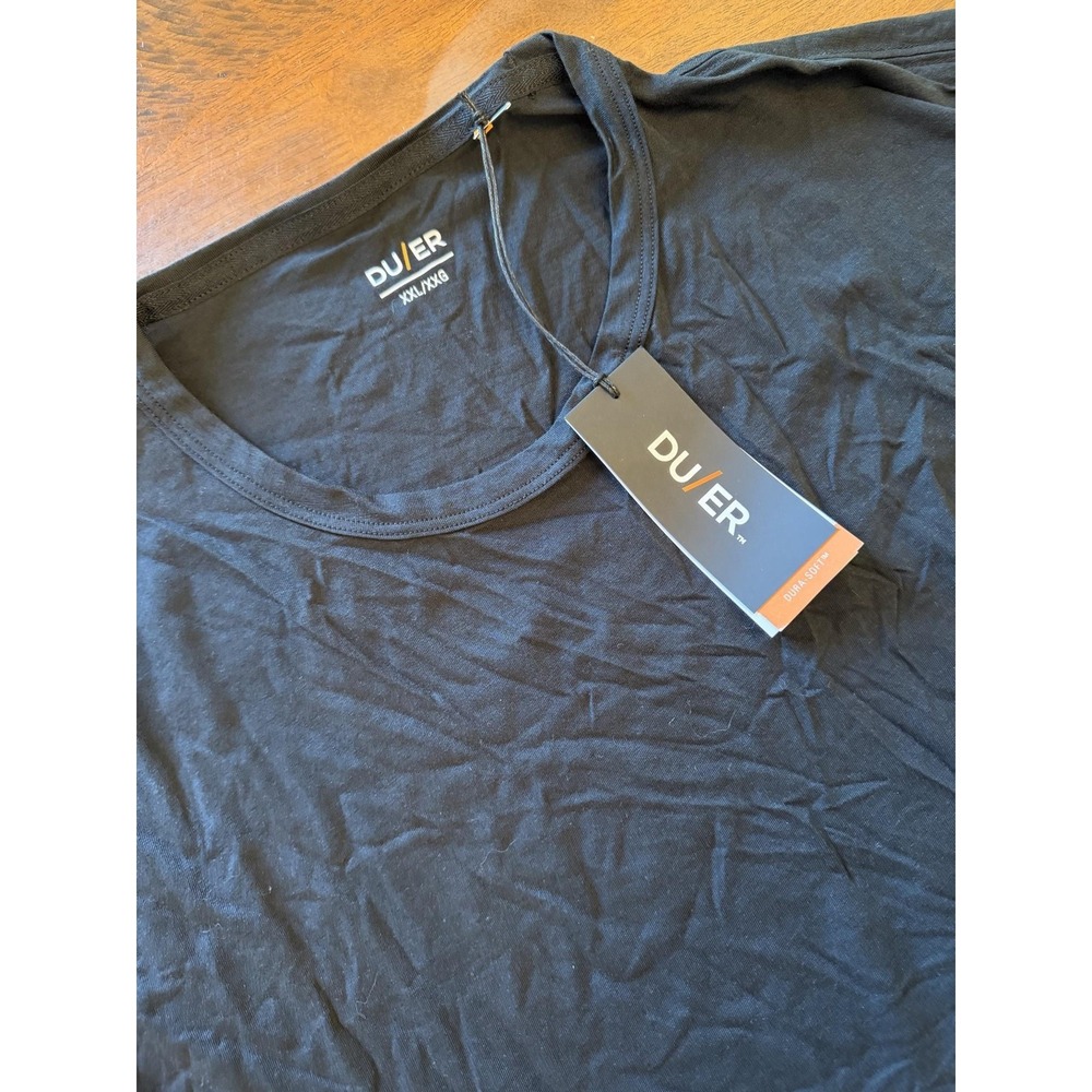 DU/ER Mens 2XL Black Dura-Soft Only Tee Pima Cotton Moisture Wicking MTJS1620